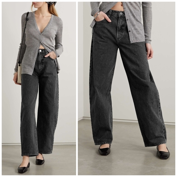 Goldsign Idris High-rise Wide-leg Jeans Black - Picture 1 of 8